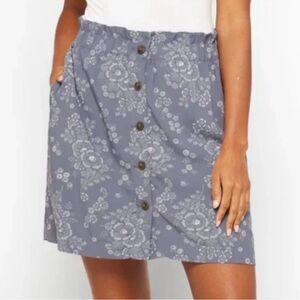 Madewell Floral Paperbag Waist Button-Front Mini Skirt